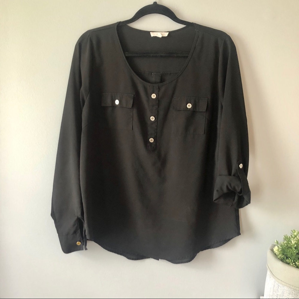 Mine l Black Button Blouse l Large